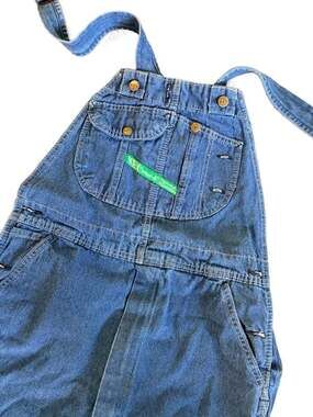 Vintage Key Imperial Blue Denim Bib Overalls Workwear Carpenter Pants 36x36